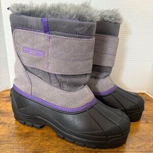 Weatherproof Snow Boots Women's Suede Rubber Insulated Size 9 Purple Gray Sturdy